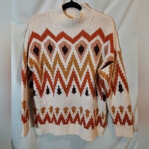 Gilded Intent Cream and Tan Chunky Knit Sweater